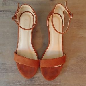 Faux Suede Copper Sandles with Heel
